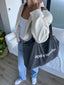 Washed Black Sunday Shopper Tote Bag