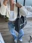Washed Black Sunday Shopper Tote Bag